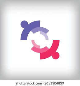 Diseño único del logotipo del trabajo en equipo dual. Unidad y estilo de liderazgo. Vector de estilo plano.