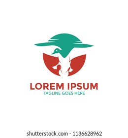 Unique duck logo template. vector. editable. simple shape. minimalist color. memorable