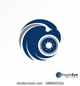 Unique Eagle head and Camera lens in circle image graphic icon logo design abstract concept vector stock. Can be used as a symbol related to focus or animal