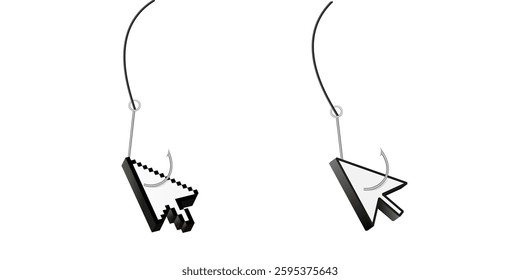 Unique earrings shaped like computer mouse cursors with hook for technology enthusiasts.