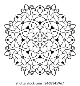 unique and easy mandala design for coloring book, soothing and simple mandala art

