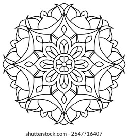 unique and easy mandala design for coloring book page, creative mandala art for wall art, henna design
