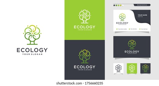 Unique Ecology Logo And Business Card Design. Health, Care, Live, Life, Icon Premium Vector