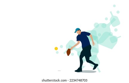 Unique editable vector of pickleball  player with some  aura accent behind best for any digital or graphic purpose