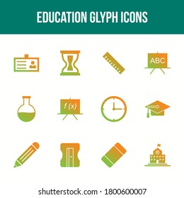 Conjunto de iconos de glifo de educación única