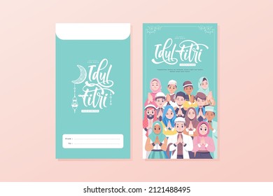 Unique Eid Mubarak Money Envelope Template Design Words Idul Fitri Means Indonesian Eid Mubarak