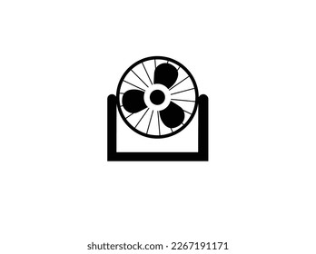 Unique electric fan line icon vector image. Desktop fan vector image. Graphic of stand fan icon vector image.