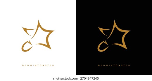 Diseño único y elegante del logotipo de la estrella de bádminton 