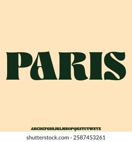 Unique elegant curvy alphabet display font vector illustration. Decorative paris typeface