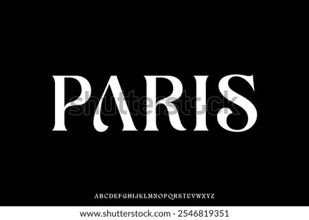 Unique elegant curvy alphabet display font vector illustration. Decorative paris typeface