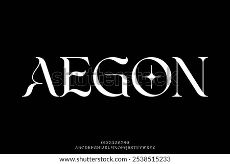 Unique elegant decorative serif alphabet display font vector. Curvy trendy typeface