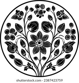 Diseño único y elegante con logotipo de flores en color blanco y negro