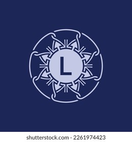 unique and elegant initial letter L alphabet circle ornamental emblem logo