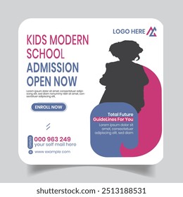 Unique Elegant Kids School Social Media Post Design 