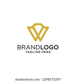 Unique and elegant letter W initial diamond logo design