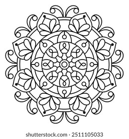 unique and elegant mandala design for coloring book, wall art, tile design, mandala art on white background
