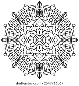 unique and elegant mandala design for coloring book page, creative mandala art for wall art, henna design
