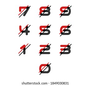 Unique elegant sporty numbers icon set. Vector elements illustration template for sticker cutting, logo, web design.
