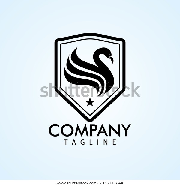 a unique and\
elegant swan logo with\
shield