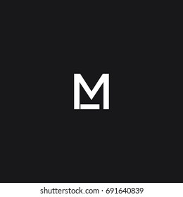 Unique elegant unusual creative connected business brand black and white color ML M L initial based letter icon logo.