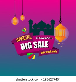 Unique and elegant vector graphic big sale ramadan design for social media and advertisements