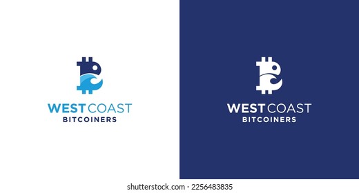 Diseño único y elegante del logotipo de bitcoin de la costa oeste