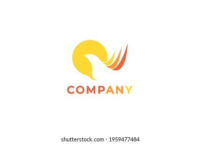 unique elegant yellow bird logo design identity