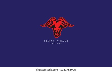 Unique and elegantStyle Goat head,wild goat Sheep Head, ibex Mascot Logo	