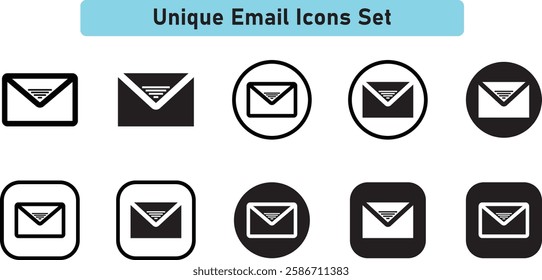 Unique Email Icons Set. envelope, message, email icon, Mail icon button sign, E-Mail, Letter, Mail, Mailbox, vector illustration.