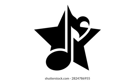 Unique emblem combining musical elements and stardom for branding.