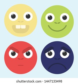 Unique emotional flat faces, emoticons 