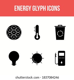 Unique Energy Glyph Vector Icon Set