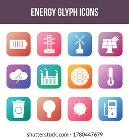 Unique energy vector glyph icon set
