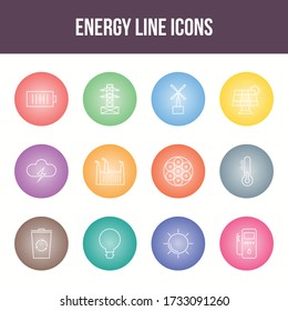 Unique energy vector line icon set