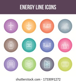 Unique energy vector line icon set