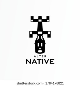 Logo, Diseño, Vector, Icono, Idea, Concepto, Imagen, Resumen, Gráfico, Símbolo, Estatua Étnica, que se puede utilizar como identidad corporativa relacionada con el arte