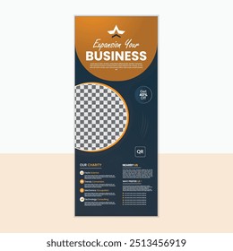 Unique Expansion your business rollup banner design by ellipse shape