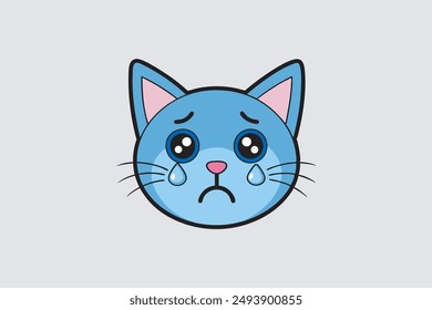 A unique and expressive vector artwork featuring a crying cat, perfect for logos, icons, and branding purposes.