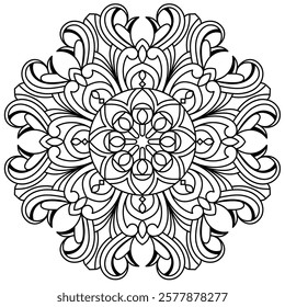 unique and eye catchy mandala design for coloring book page , creative and beautiful mandala art for wall art and henna design
