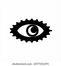 Diseño de logotipo de ojo único con Elementos de engranaje.
