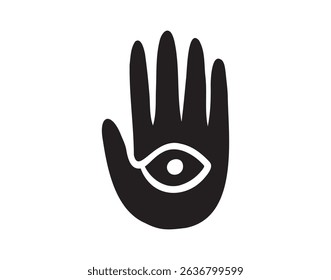 unique eye palm element symbol folklore mysticism hand vector art and motifs. silhouette art poster with palm hand icon wallpaper. Vector illustration