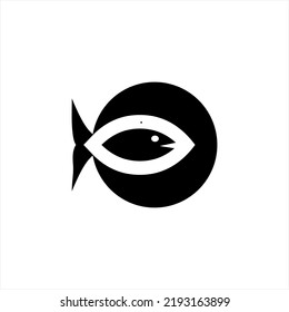 Unique eye symbol design logo vector with flat style fish symbol concept.