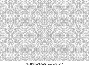 Patrón de tela único de flores y máscaras tribales blanco con fondo gris, patrón de flores de tela y patrón de papel, Vector de patrón sin costuras. fondo. motivo de batik, o Fondo de pantalla