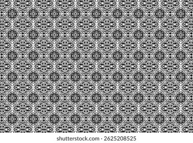 unique fabric pattern of flowers and tribal masks black with white background, fabric flower pattern,and paper pattern, seamless pattern vector. background. batik motive, or wallpaper
