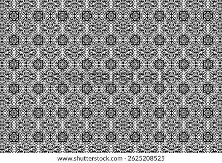 unique fabric pattern of flowers and tribal masks black with white background, fabric flower pattern,and paper pattern, seamless pattern vector. background. batik motive, or wallpaper