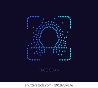 Unique Face authentication icon. Facial biometric identity, face ID, made of multiple dots, Modern signs, dotted symbols collection, exclusive icon for websites, Campaign, logo design, mobile app,