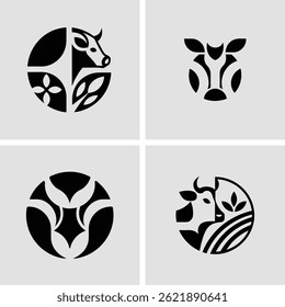 Unique Farm Animal Cow Logo Vector Design for Business Identity