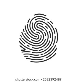 Unique fingerprint finger print icon, ID private information code, vector linear illustration.