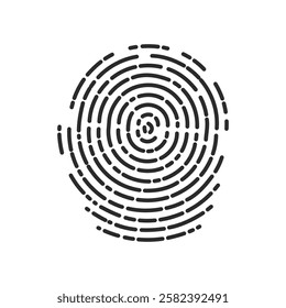 Unique fingerprint finger print icon, ID private information code, vector linear illustration.