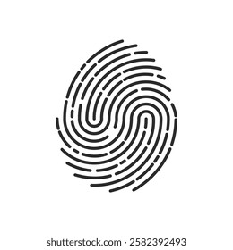 Unique fingerprint finger print icon, ID private information code, vector linear illustration.
